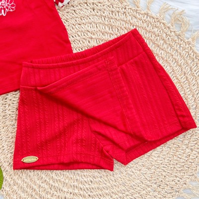 Conj. Blusa Flare Bella e Short  - Vermelho